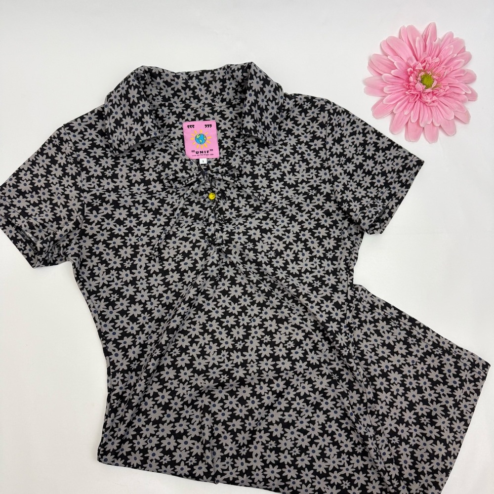 UNIF Corin Ditsy Floral Mini Dress Black Grey - Picture 6 of 14